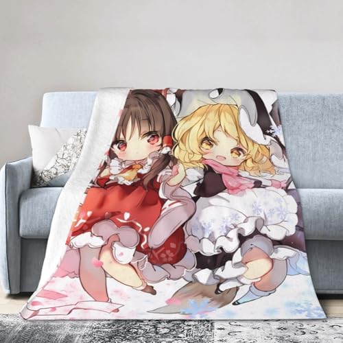 マルチサイズ ふんわり フランネル ブランケット 霧雨魔理沙 博麗霊夢 マイクロファイバーの柔らかく キャンプ シングル 丸洗いok 通年使用 プレゼント おしゃれ 76×102cm