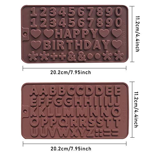 image for Waybas 2 PCS Silicone Letter Mold Number Non Stick Candy Molds Chocola