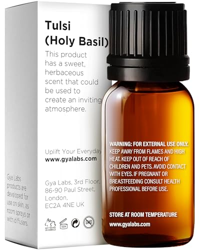 Image of 100% Pure Holy Basil (Tulsi) Essential Oil - 0.34 Fl Oz - Holy Basil (Tulsi) Oil for Hair, Skin, Diffuser, Aromatherapy & DIY Candle Making Scent