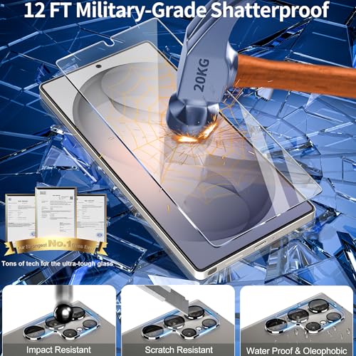Image of 3 Pack for Samsung Galaxy S25 Ultra Screen Protector Tempered Glass + 3 Pack Camera Lens Protector, Military Grade Shatterproof, 9H Hardness, Fingerprint Unlock,Case Friendly 6.9 Inch