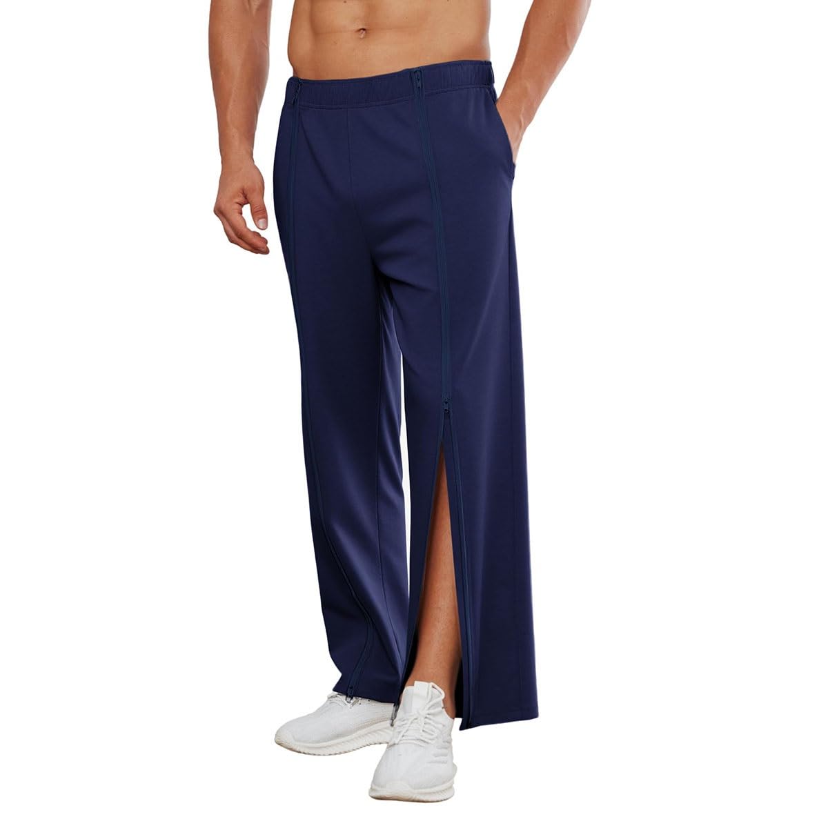 Pantalon de rééducation pour homme à zip latéral idéal après une chirurgie