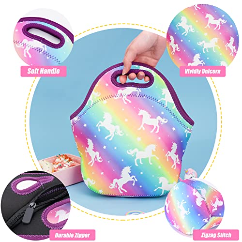 Rainbow Unicorn Lunch Bag For Girls - Neoprene Insulated Kids Lunch Tote Bag For School Preschool Kindergarten Elementary Girls Lunch Box Travel Picnic Camping Lunchbag #TOP5