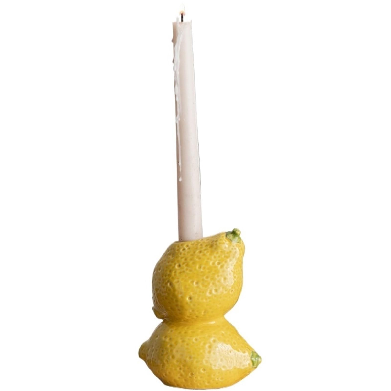1Pair Ceramic Fruit Candle Holder Lemon Orange Figurines Strawberry Candlestick Home Room Decoration Tabletop Desk Decor for Candle(Color2)