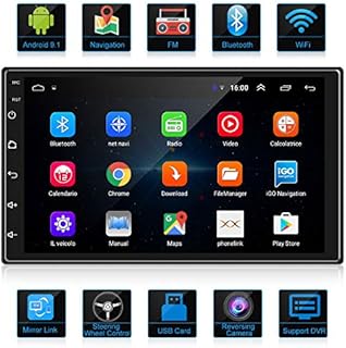 ANKEWAY Android Double Din Car Stereo, 7 Inch 1080P HD Touch Screen Car Android Multimedia System with GPS Navi/HiFi/WiFi/Bluetooth/RDS/FM Radio/Mirror-Link, Dual USB & Backup Camera Included