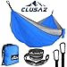 Produktbild CLUSAZ Hängematte 300 x 200cm, Doppelhängematte, Outdoor Camping Hängematten 2 Personen, Leicht Fallschirmseide Reisehängematte fur Survival, mit 2 Baumgurte, 2 Karabiner