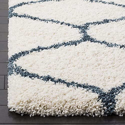Image of Handwoven Microfibre 3D Rug for Living Room (Ivory & Teel Blue, 5 X 8 Feet, Microfibre)