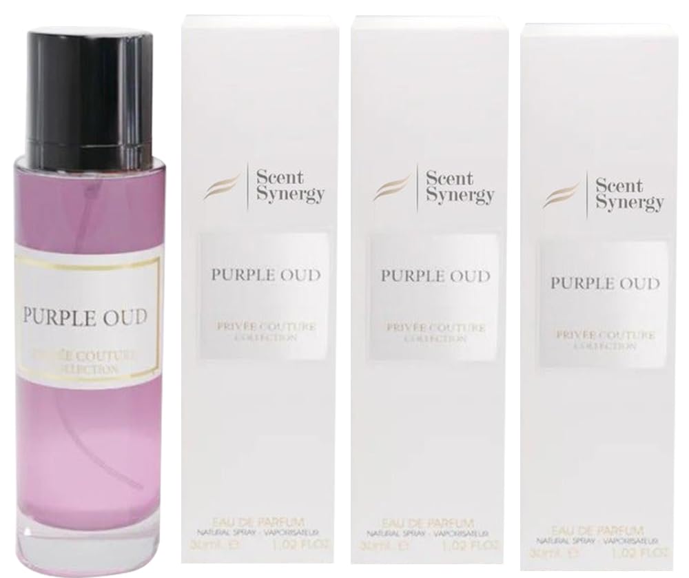 Scent Synergy Pack of 3 Purple oud - Eau De Parfum | Long Lasting - Privee Counture Collection | Mini Travel size 30 ML perfume - High Concentration