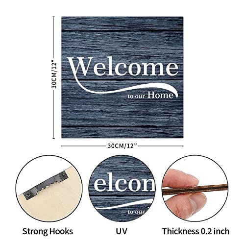Tollyee Wooden Signs With Saying Welcome To Our Home Wood Plaque Wall Hanging Sign Positive Word Quote Wood Sign For Home Cabin Front Door Outdoor Decoration 12X12In #TOP5