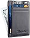 Travelambo Front Pocket Minimalist Leather Slim Wallet RFID Blocking Medium Size（Black Matte）