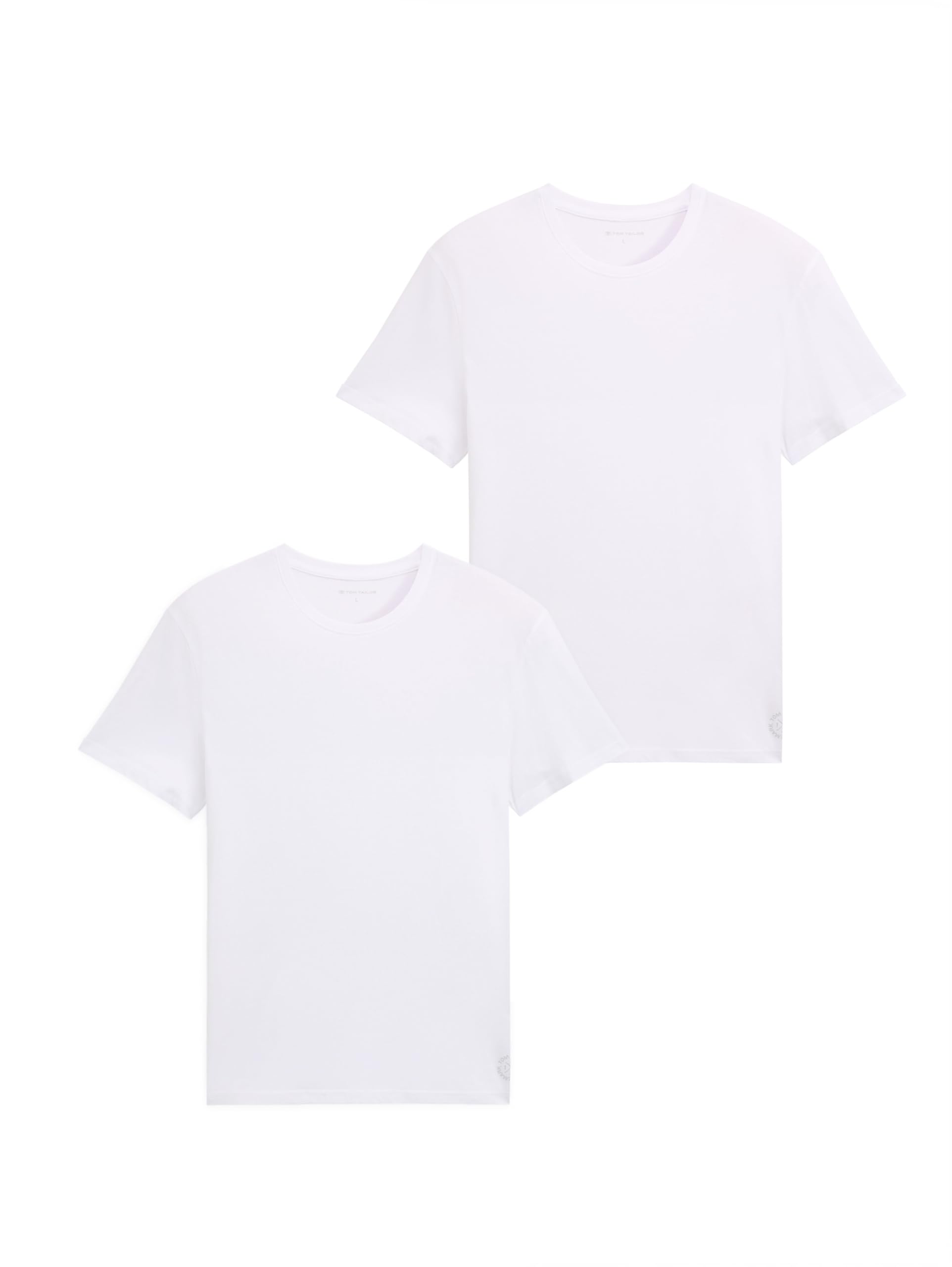 TOM TAILOR Men's Basic T-Shirt in Double Pack 1008638, 20000 - White, 3XL