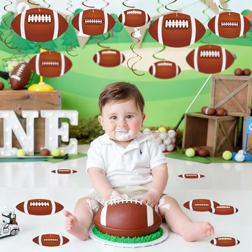 Image of 54Pcs Football Hanging Swirls Party Decorations Football Streamers Banner Garland for Game Day Tailgate Party Supplies Sports Theme Birthday Party Decorations