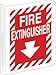Brady 94008 BradyGlo 12" Height, 9" Width, B-347 Glow In The Dark Plastic White On Red Color High Visibility "V" Style Sign, Legend "Fire Extinguisher"