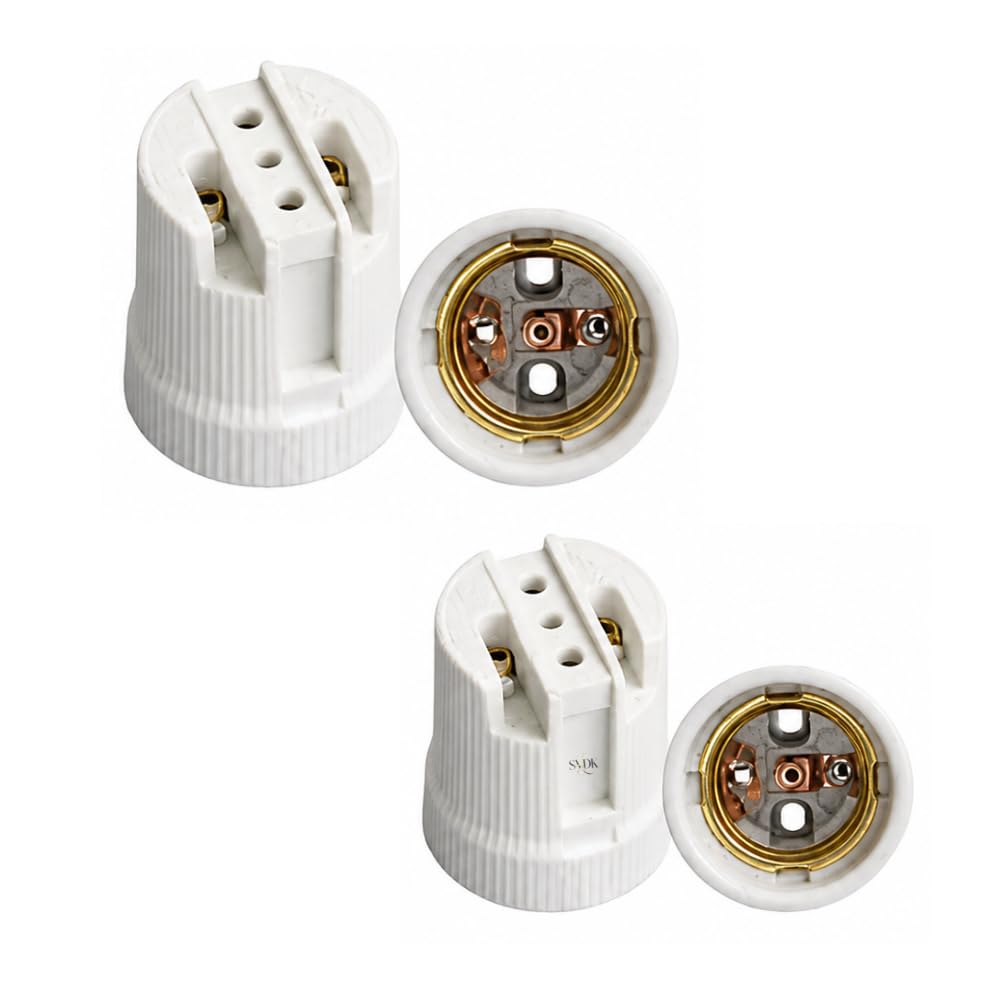 E27 Ceramic Porcelain Screw Light Bulb Holder | Heat Resistant Socket for High Wattage Bulbs & Heat Lamps | Decorative Fitting Screw Type Holder (Pack of 2)-image-40