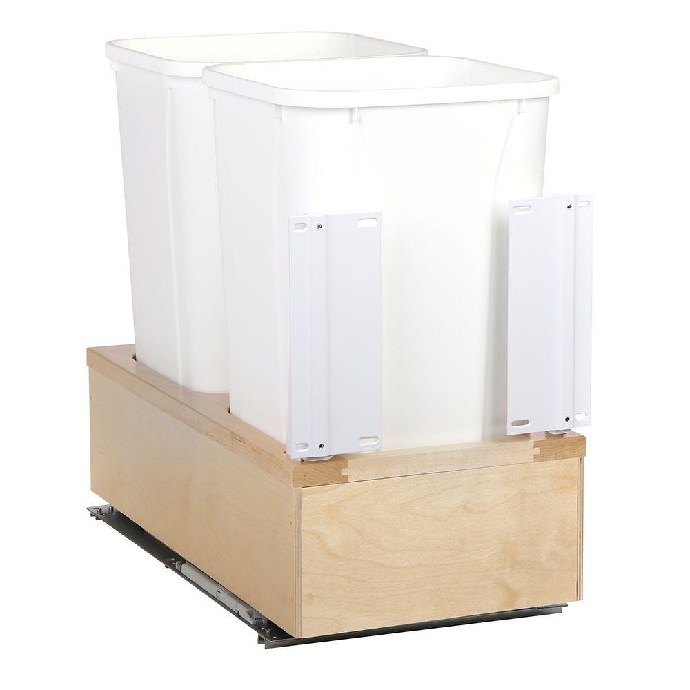 Knape & Vogt 14-5/8 in. x 22-3/8 in. x 19-1/4 in. Undermount 35 qt. Soft-Close Double Trash Can