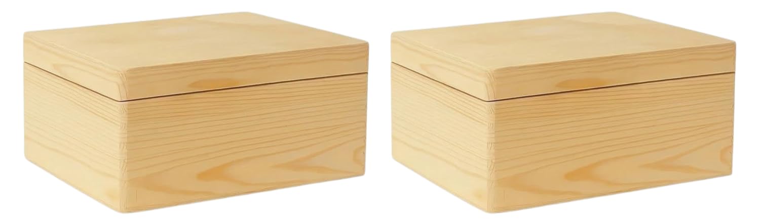 khevga Holzkiste mit Deckel 30x20x14 cm | Unlackierte Holzbox groß | Aufbewahrung & Erinnerungsbox für Spielzeug, Fotos & Dokumente (2)