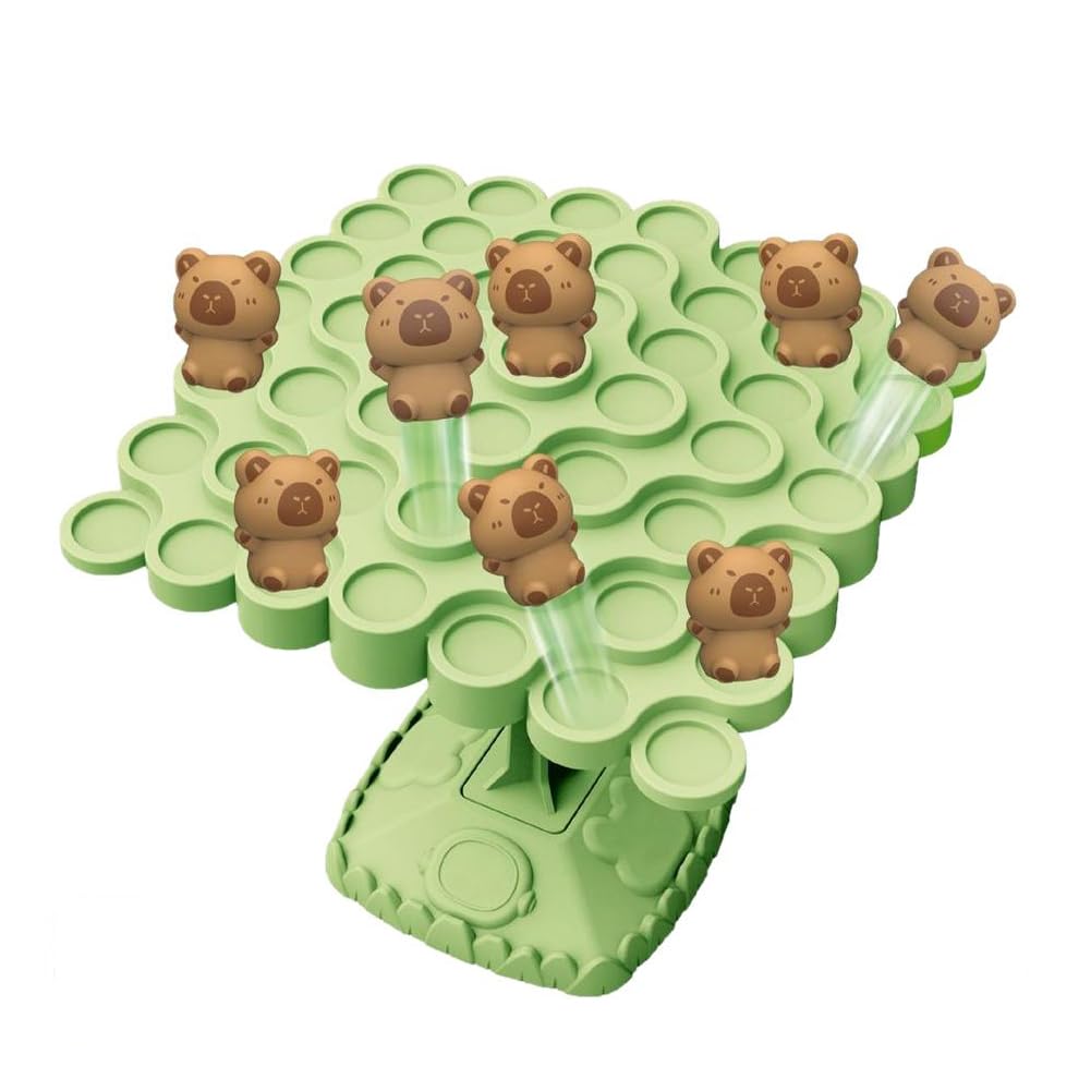 Balance Fun Balance Board Game,40 Pawns + Dice, Interactive Stacking Game for Children Adults, Develops Cognitive Skills, Perfect for Family Games Night, Compact Size (Ca-pybara)