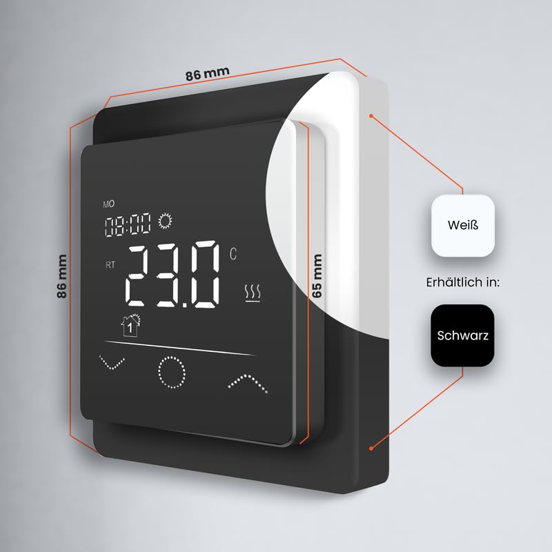 Touchthermostat, Heizungsthermostat – Digital Thermostat Heizung, Thermostat Fußbodenheizung, Thermostat Heizung (Weiß)