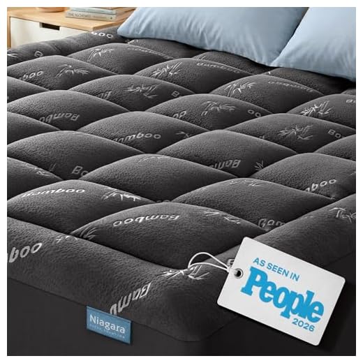 Ultra Soft King Size Mattress Topper - Viscose Made from Bamboo Pillow Top Mattress Pad for Back Pain Relief - Naturally Cooling for Hot Sleepers, Dark Gray