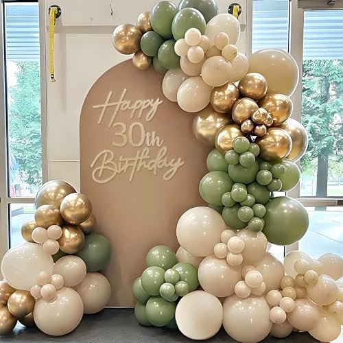 Image of Happy Birthday with 0-9 Numbers Sign for Backdrop - Glitter Felt Custom Age Happy Birthday Decal for Balloon Arch Birthday Decorations Baby Shower - Champagne Gold