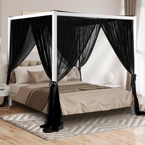 tupi Canopy Bed Curtains for King/Queen Size Bed, 4 Poster Bed Canopy, 4 Corner Canopy Curtain with...