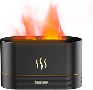 Flame Humidifier Essential Oil Aroma Diffuser ,Humidifier,Portable-Noiseless Aroma Diffuser for Home,Office or Yoga Essential Oil Diffuser with No-Water Auto-Off Protection(Black)