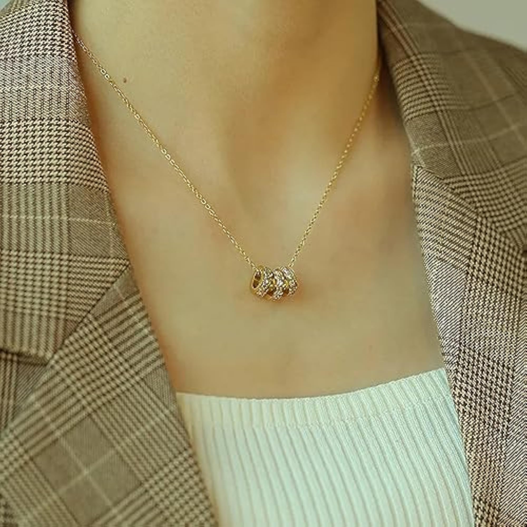 Stainless Steel CZ Pendant with 3 Loops