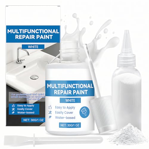 SHOPPGO Pintura Bañera Esmalte, 2 En 1 Pintura para Bañera Blanca+Pasta Cerámica, pintura Plato Ducha para Pequeños Daños y Rayones En Baño y Cocina, 30ml+30ml