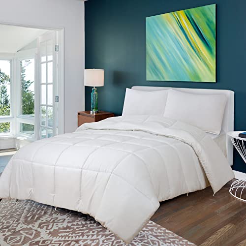 Image of ROYALE Queen Comforter - All Season Down Alternative Bedding Comforters - Lightweight Quilted Comforter with Corner Tabs - Ultra Soft Luxury Hotel Comforters - Box Stitched Duvet Insert (Queen, White)
