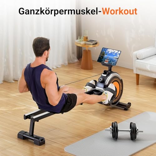 Image of Rowing Machine with 160 KG Maximum Load Capacity, Magnetic Rower Featuring 16 Levels of Resistance and LCD Monitor