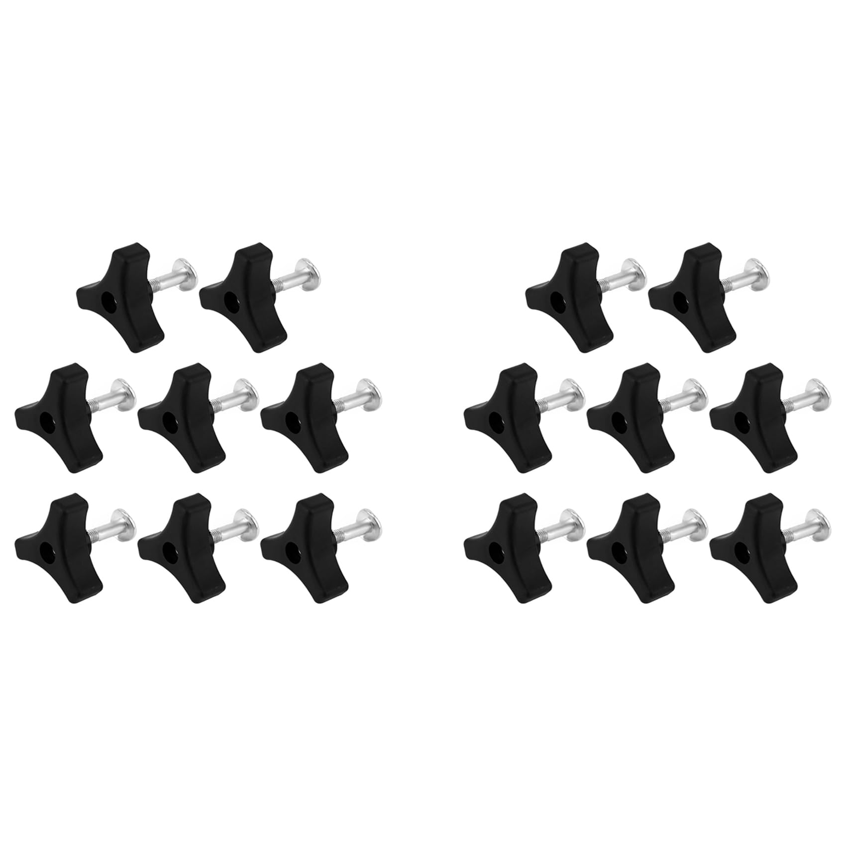Jnchdghwa Black & Silver 16 Sets Lawn Mower Handle Bolts, Triangle Handle Knob Nut Bolt Lawnmower Handle Wing Nut Universal Fixing Nut