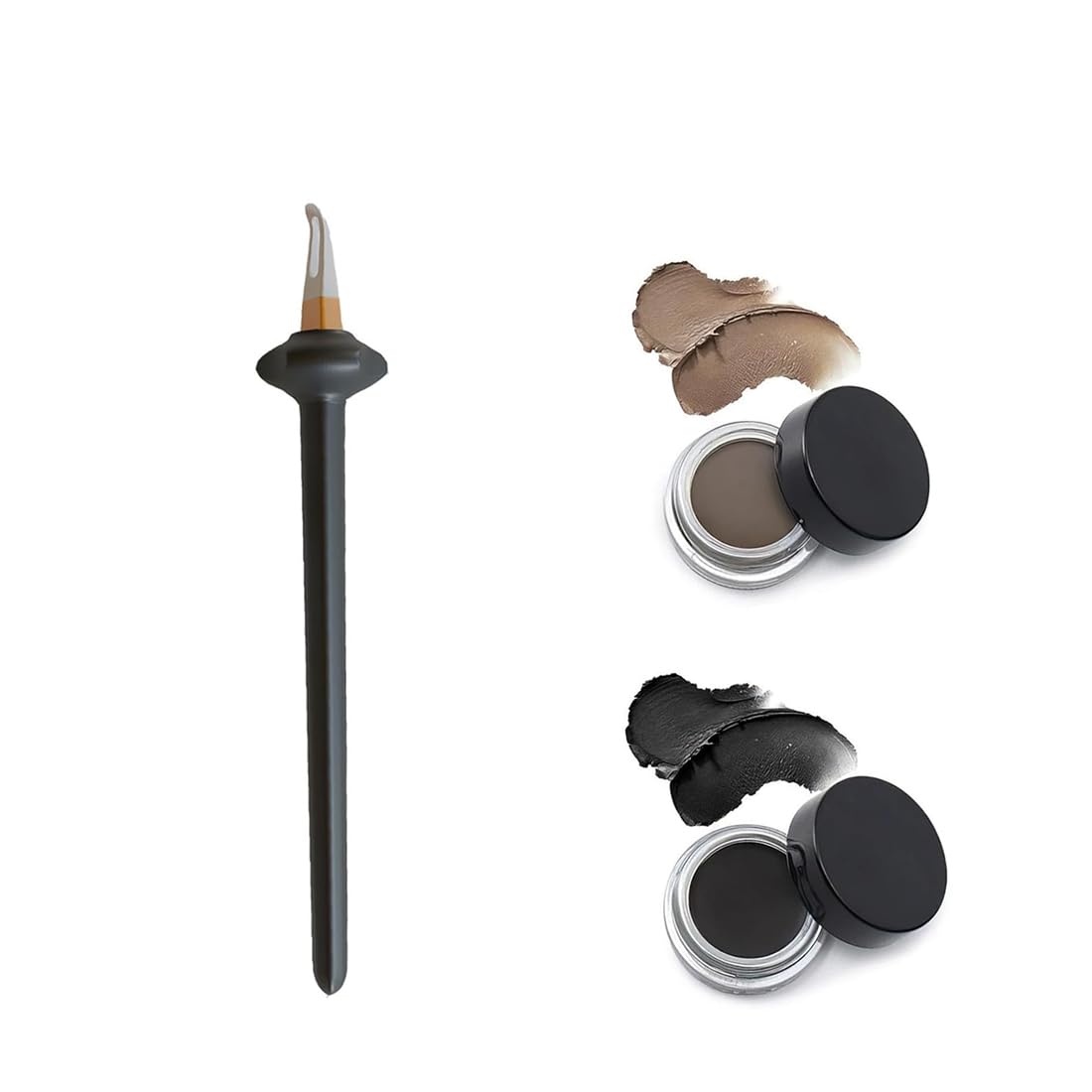 Photo 1 of 1 Set Silicone Eyeliner Tool with Eyeliners Cream Set Waterproof Reusable Black Eyeliner Tool with Black and Brown Eyeliners Cream Applicator for Novices Professinonals Easy No-Skip Makeup Kit