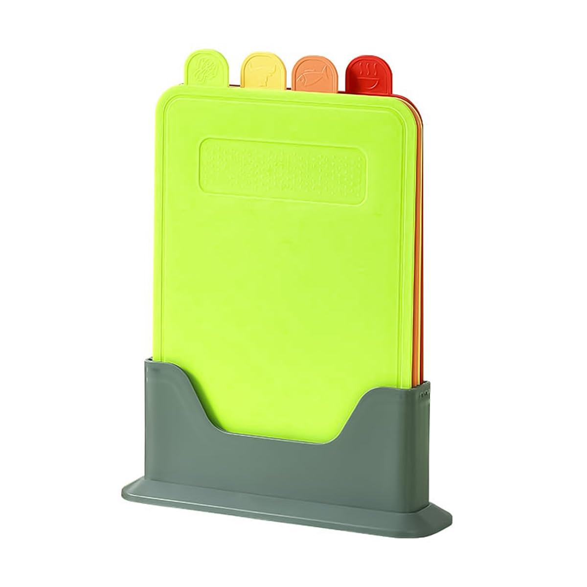 4PCS Colour Coded Chopping Boards Set Durable, Scratch-Resistant, Anti-Slip, Dishwasher Safe with Storage Stand Plastic Kitchen Chopping Boards