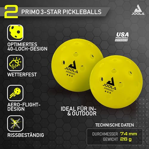 JOOLA Pickleball Essentials Paddle Set mit 2 Pickleballschläger, 2 Bällen und Tasche, ideal für Freizeitspieler, Fiberglas-Oberfläche