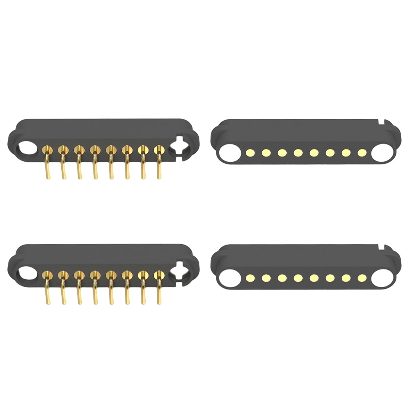 Tcbstone Men's Black 2 Pair 2/3/4/5/6/7/8Pin Bend Magnetic Pogo Pin Connector, +Fe 2.54Mm Spring Loaded Pogopin Connector Dc Power Charge Probe Socket (8Pin)