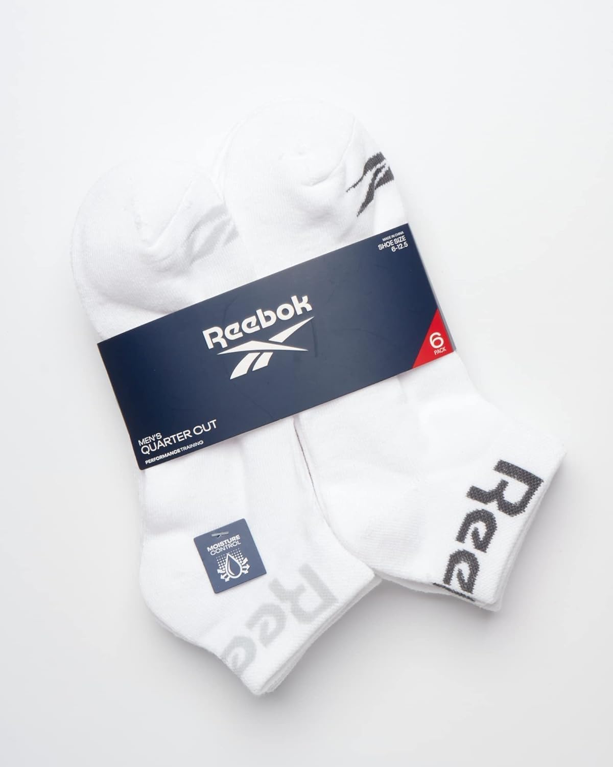 Reebok Men's Quarter Socks - 6 Pack Cushion Quarter Cut Ankle Socks for Men - Breathable Men's Athletic Socks (Size: 6-12.5)