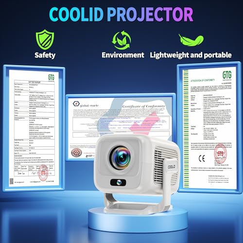 Image of [Auto Focus & 2026 Upgraded] Mini Projector 1080P FHD Support 4K Portable Projector with WiFi6 and Bluetooth5.4 Built-in App 180 Adjustable Auto Keystone, Compatible with HDMI /Laptop /USB, White
