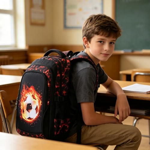 Kimwadalh Soccer Backpack for Boys 8-14, 17" School Bookbag for Primary - image 2