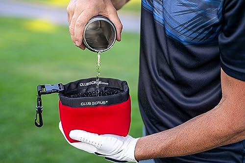Image of Club Scrub Golf Club and Golf Ball Cleaning Bag, Waterproof Clean Face Technology Liner, Detachable Clip, Machine Washable, Cleans Club Grooves, Dry Exterior (Neoprene or Microfiber Option Available)