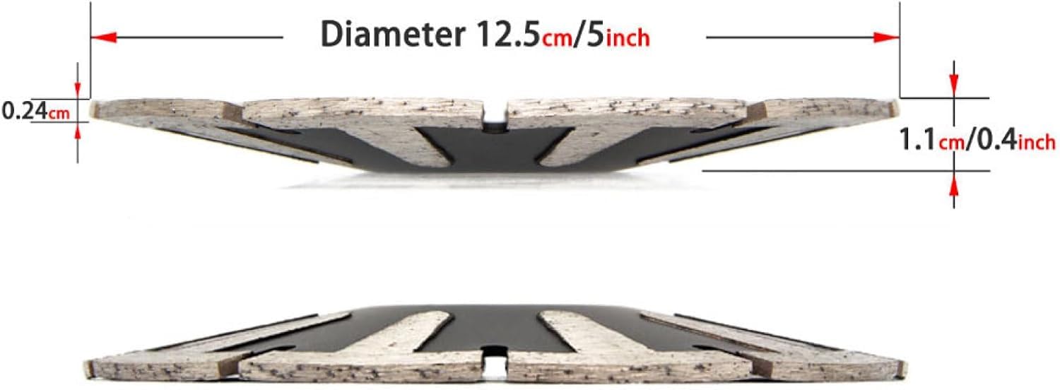 Diamentowe tarcze tnące do szlifierki kątowej， 1 sztuka 125mm zakrzywiona tarcza diamentowa do granitu i betonu, tarcza tnąca 5" w kształcie łuku, do cięcia na sucho i mokro, zęby ochronne T