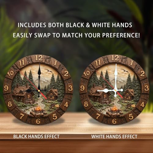 10 Inch Rustic Cabin Mountain Scene Clock product photo 10 Inch Rustic Cabin Mountain Scene Clock product
