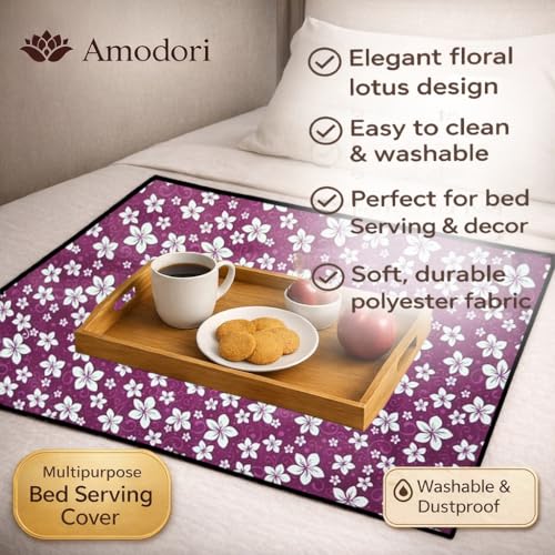 Image of Waterproof Bed Server Mat /Food Mat /Bedsheet Protector | Reversible | 2-Layer Heavy Material | Multi-Purpose Place Mat (Colour & Print May Vary) (floral-13)