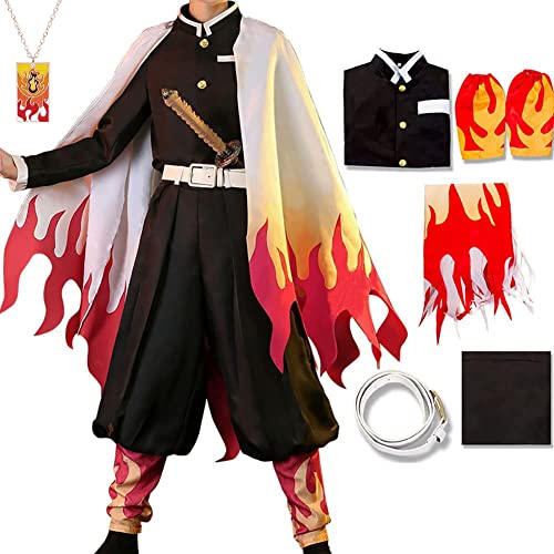 Alaiyaky Rengoukuu Cosplay Costume Adult Anime Kimono Cosplay Outfit with Necklace for Halloween Anime Halloween Costume Men