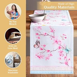 Maison d'Hermine Table Runner 100% Cotton Single Layer Easter Table Runners 72 inches Long Home, Kitchen, Dining, Party - Easter Decorations Spring & Summer (Blossoms in Spring, 14.50" x 72") Maison dHermine Table Runner 100 Cotton Single Layer Easter Table Runners 72 inches Long Home Kitchen Dining Party Easter Decorations Spring Summer Blossoms in Spring 1450 x 72