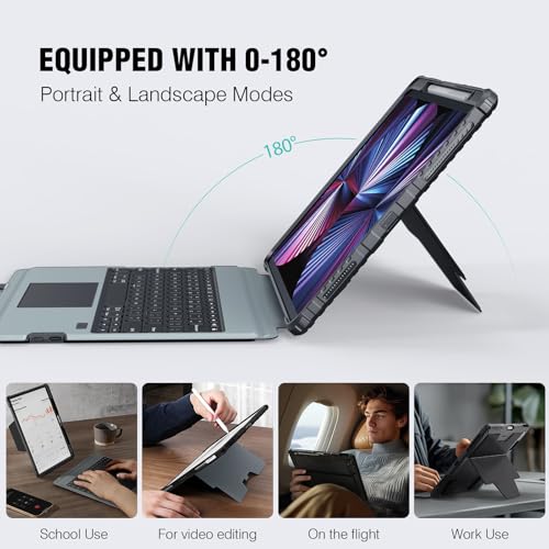 Image of Nillkin iPad Air 13 inch Case Keyboard (M3 2025 /M2 2024) & iPad Pro 12.9 inch (6th /5th /4th /3rd), Detachable Keyboard with Multi-Touch Trackpad, Pencil Holder & Camera Cover, Rugged Protective