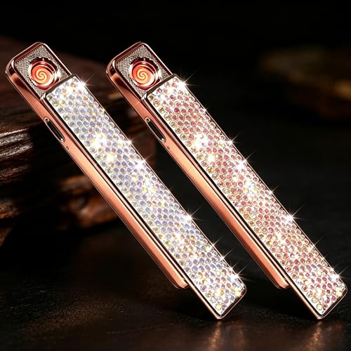 Encendedores eléctricos en forma de diamante rosa, 2 unidades miniatura 1
