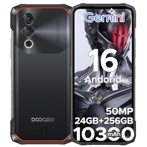 DOOGEERugged BLADE10POWER Android 16 Telefono Movil Resistente, 10300mAh 24GB+256GB/2TB Móvil Rugerizado, 6.6'' Smartphone NFC, Cámara 50MP/Face ID/Huella/Widevine L1/3 Ranuras Tarjetas/Dual 4G/GPS