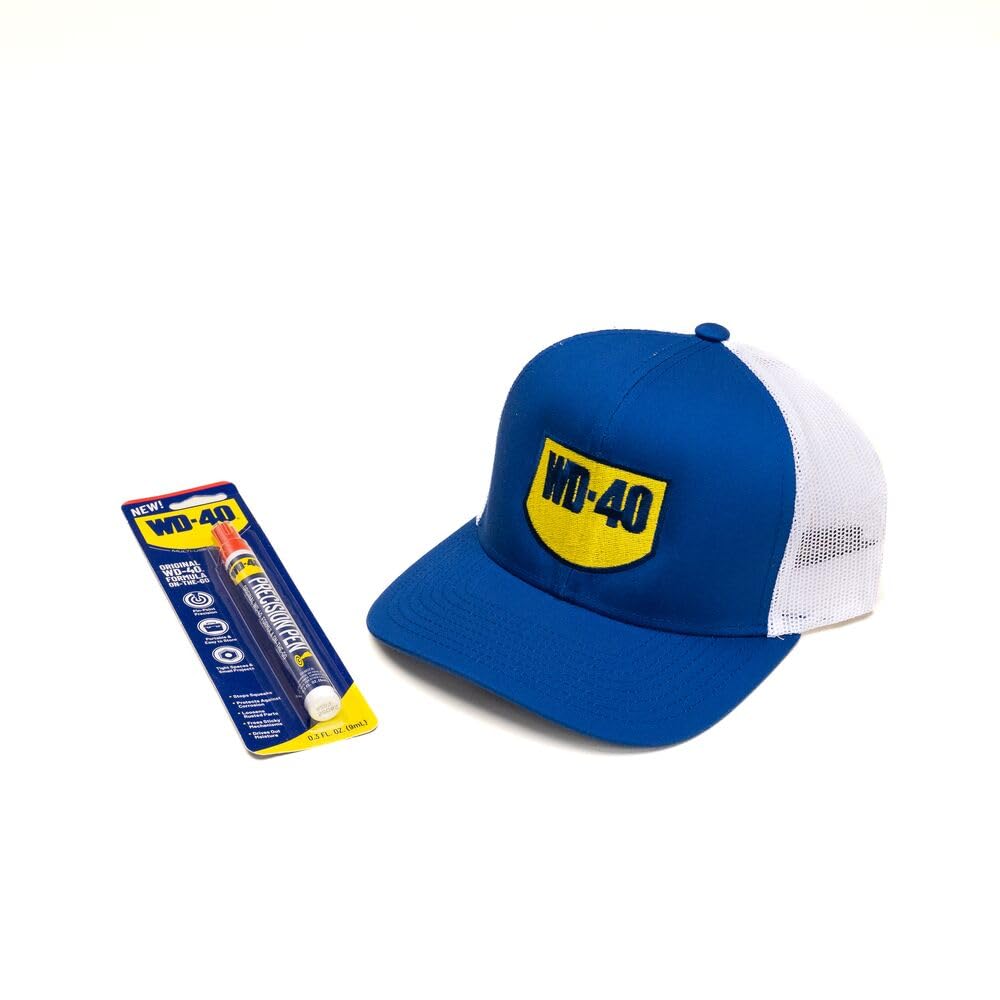 Sponsored Ad - WD-40 Precision Pen & Trucker Hat Bundle - On-The-Go Lubrication, Precision Pen (0.3 fl oz), Trucker Hat (Cotton & Mesh)