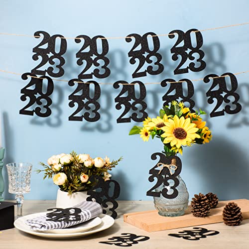 24 Pieces Glitter 2023 Cutouts Tags Decorations Double Side 2023 Graduation Cutouts 2023 Graduation Centerpiece 2023 New Year Decorations For Graduation New Year Party Supplies Favor(Black, 2023) #TOP3