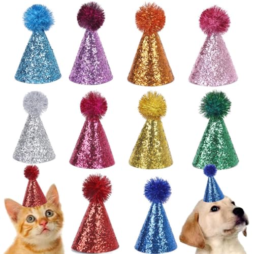GWAWG 10 chapéus de festa para peluches, mini chapéus de festa, boné ajustável para peluches, boné de flash ajustável, chapéu de feliz aniversário para crianças e adultos