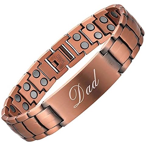 Pure Copper Braccelet for Men Double Row Magnetic Bracelet 8.2inches Adjustable (Copper-Dad) Cover